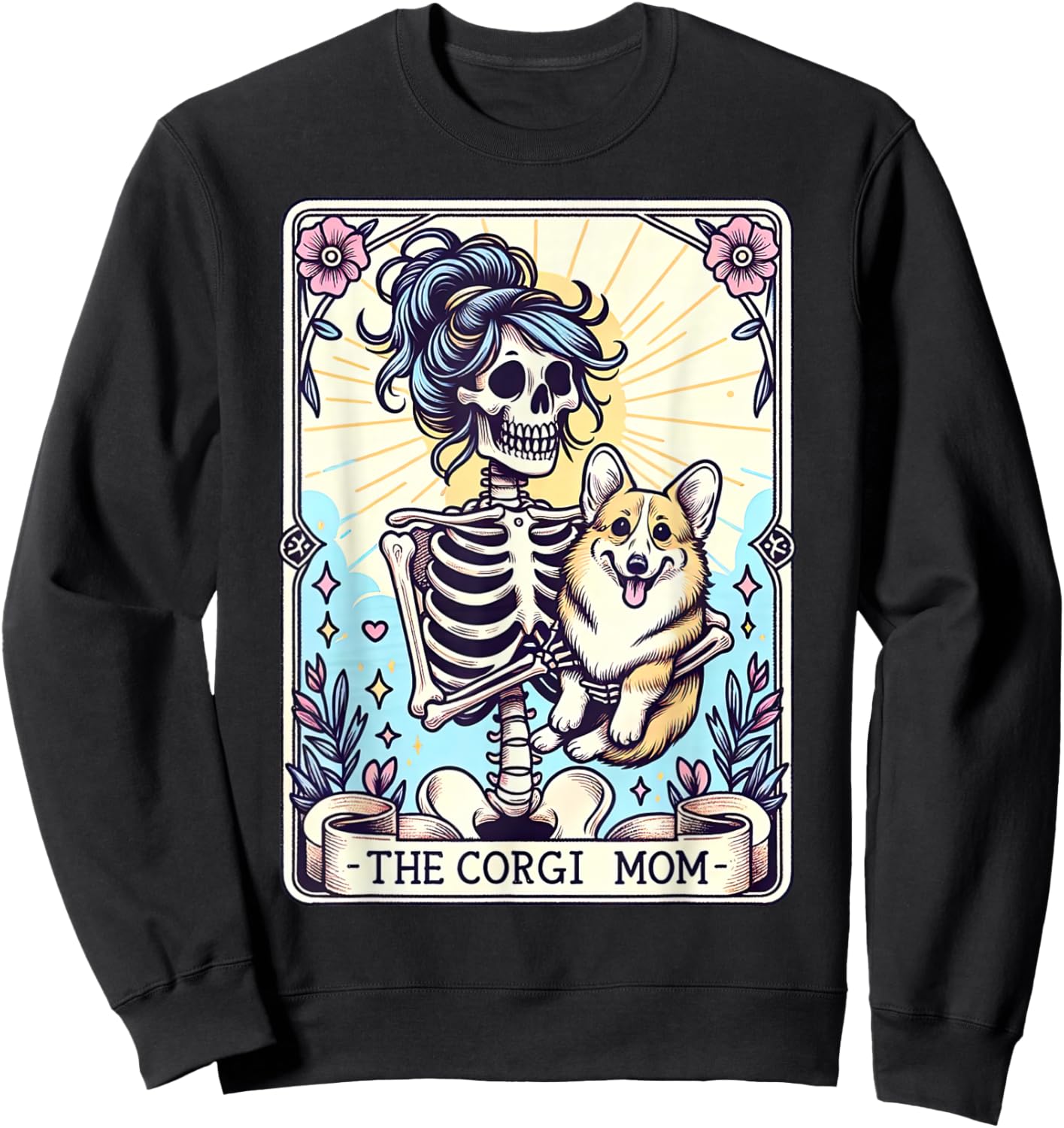 The Corgi Mom Skeleton Corgi Mama Puppy Dog Lover Women Sweatshirt - Sweatshirt | Black