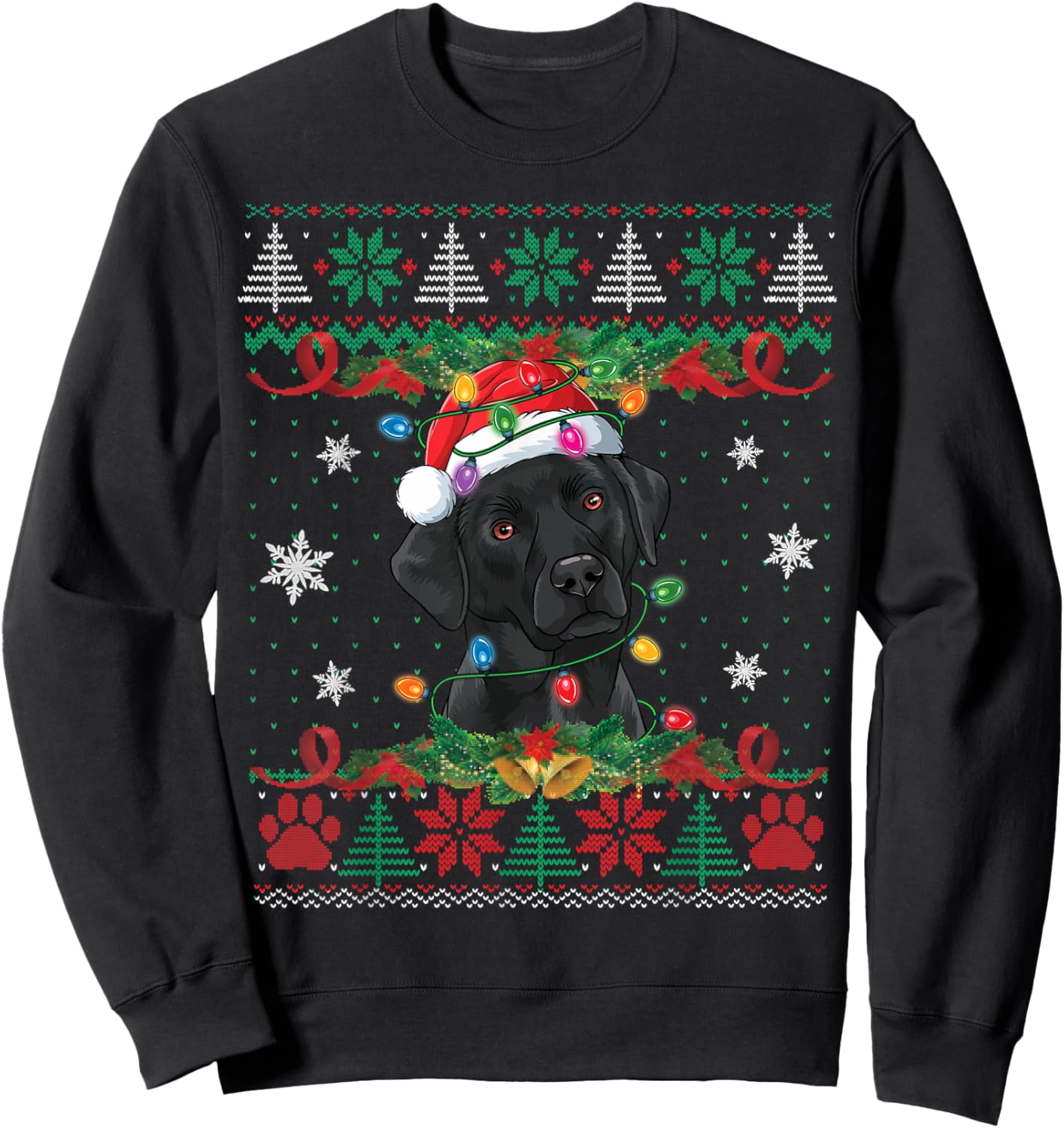 Black Lab Christmas Ugly Sweater Funny Dog Lover Xmas Sweatshirt - Sweatshirt | Black