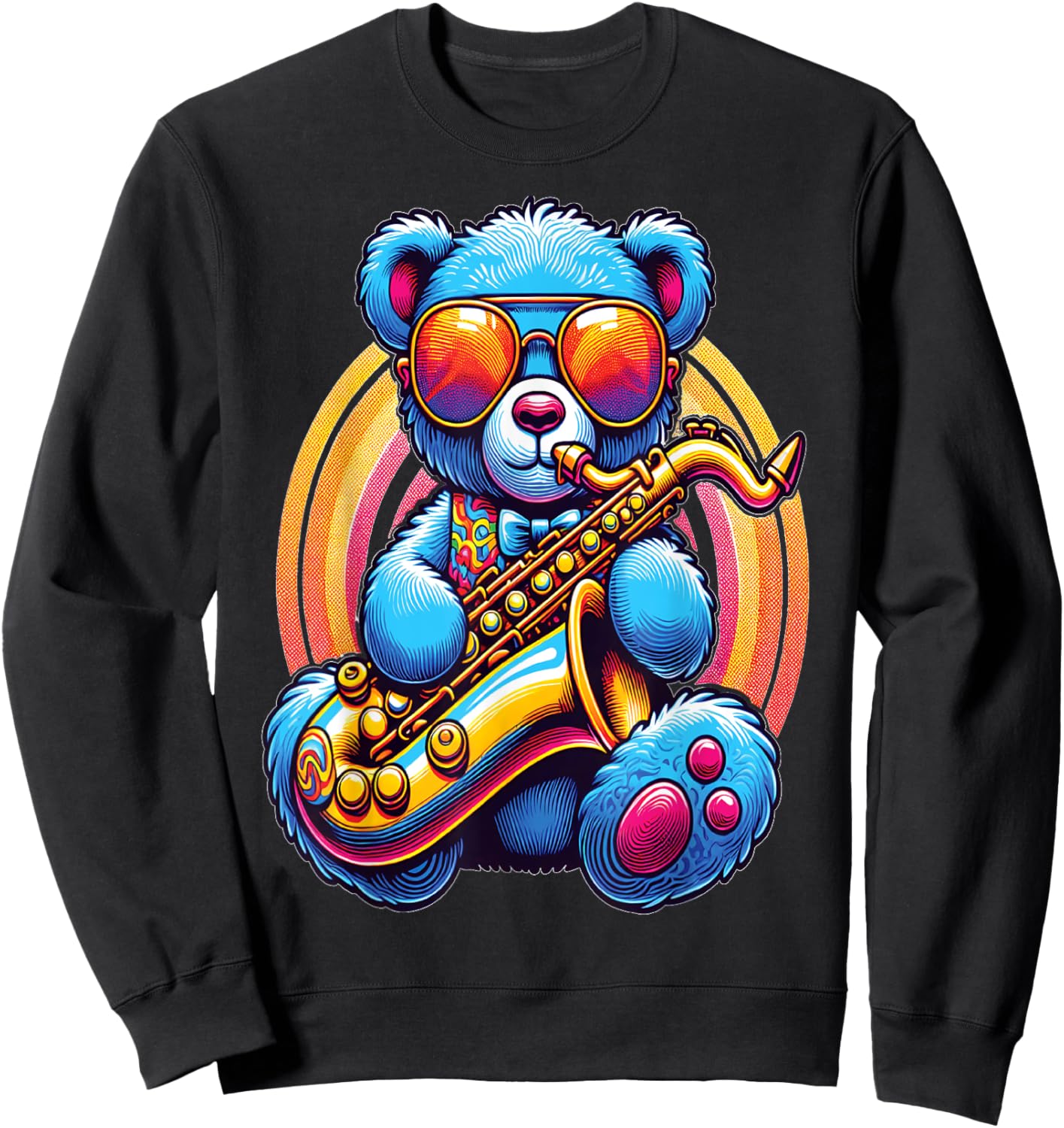 Teddy bear playing Saxophone Cool Saxophonist Sweatshirt - Sweatshirt | Black