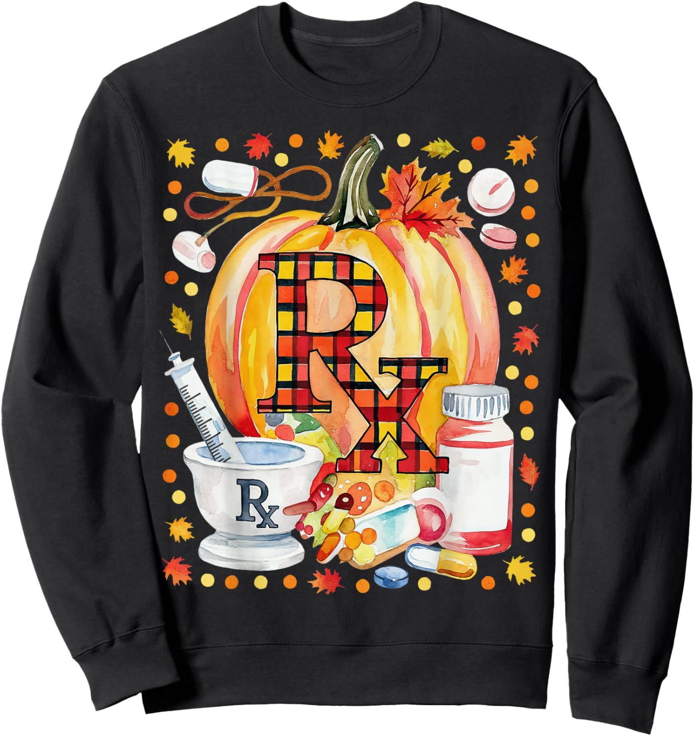 CPhT Pharmacy Technician Fall Autumn Leaves Pumpkin Season Sweatshirt - Sweatshirt | Black