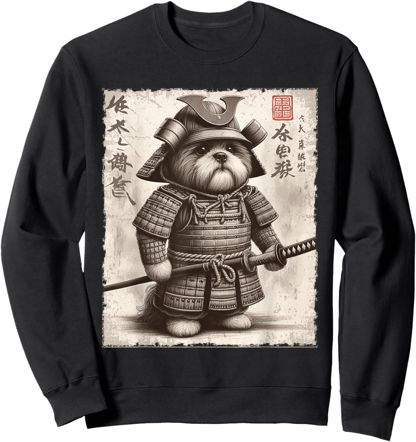 Funny Shih Tzu Dog Samurai Sweatshirt - Sweatshirt | Black
