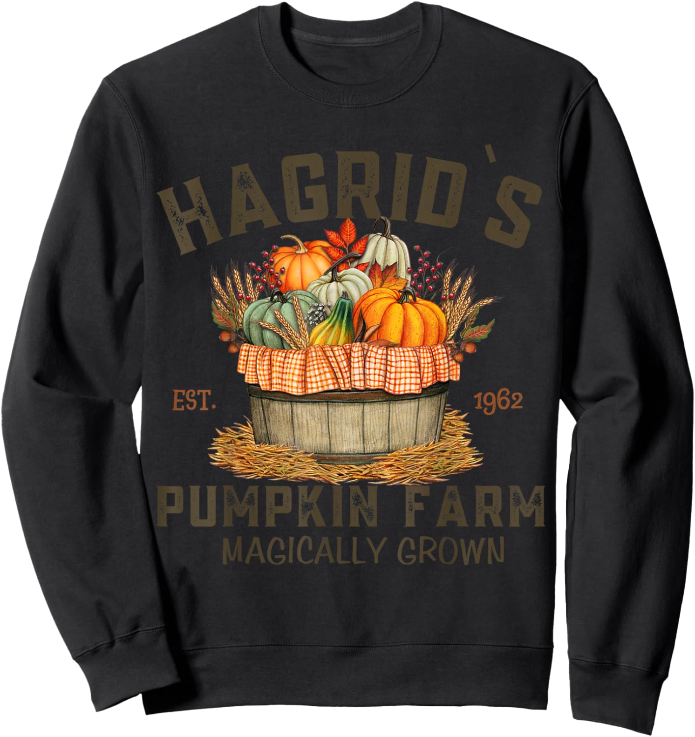 Retro Hagrid's Pumpkin Farm Patch Autumn Pumpkin Garden Sweatshirt - Sweatshirt | Black