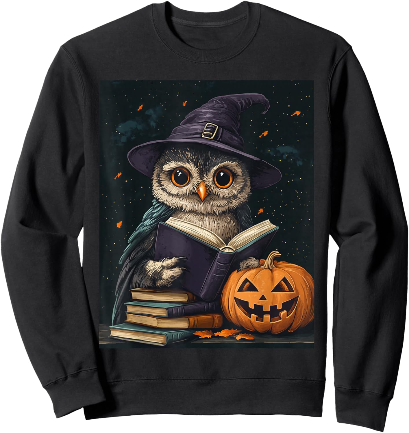 Halloween Girls Owl Book Boys Spooky Pumpkin Kids Halloween Sweatshirt - Sweatshirt | Black