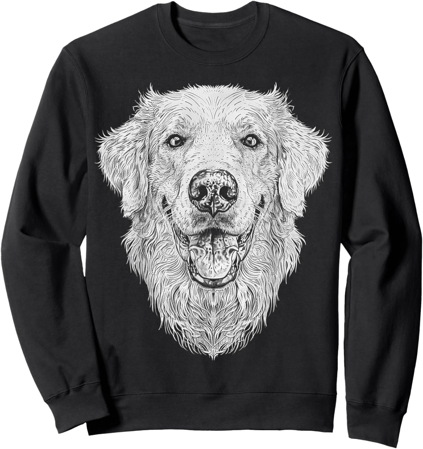 Golden Retriever Dog Motif Pet Illustration Golden Retriever Sweatshirt - Sweatshirt | Black
