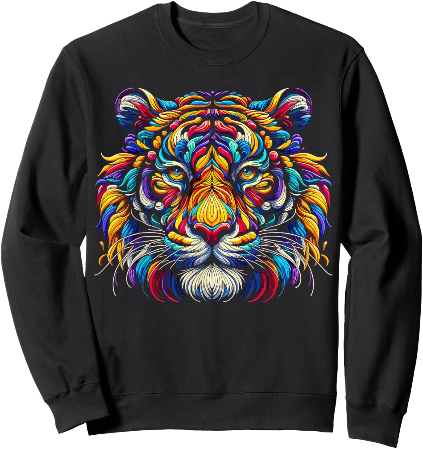 Tiger Face Wild Animal Colorful Tiger Sweatshirt - Sweatshirt | Black