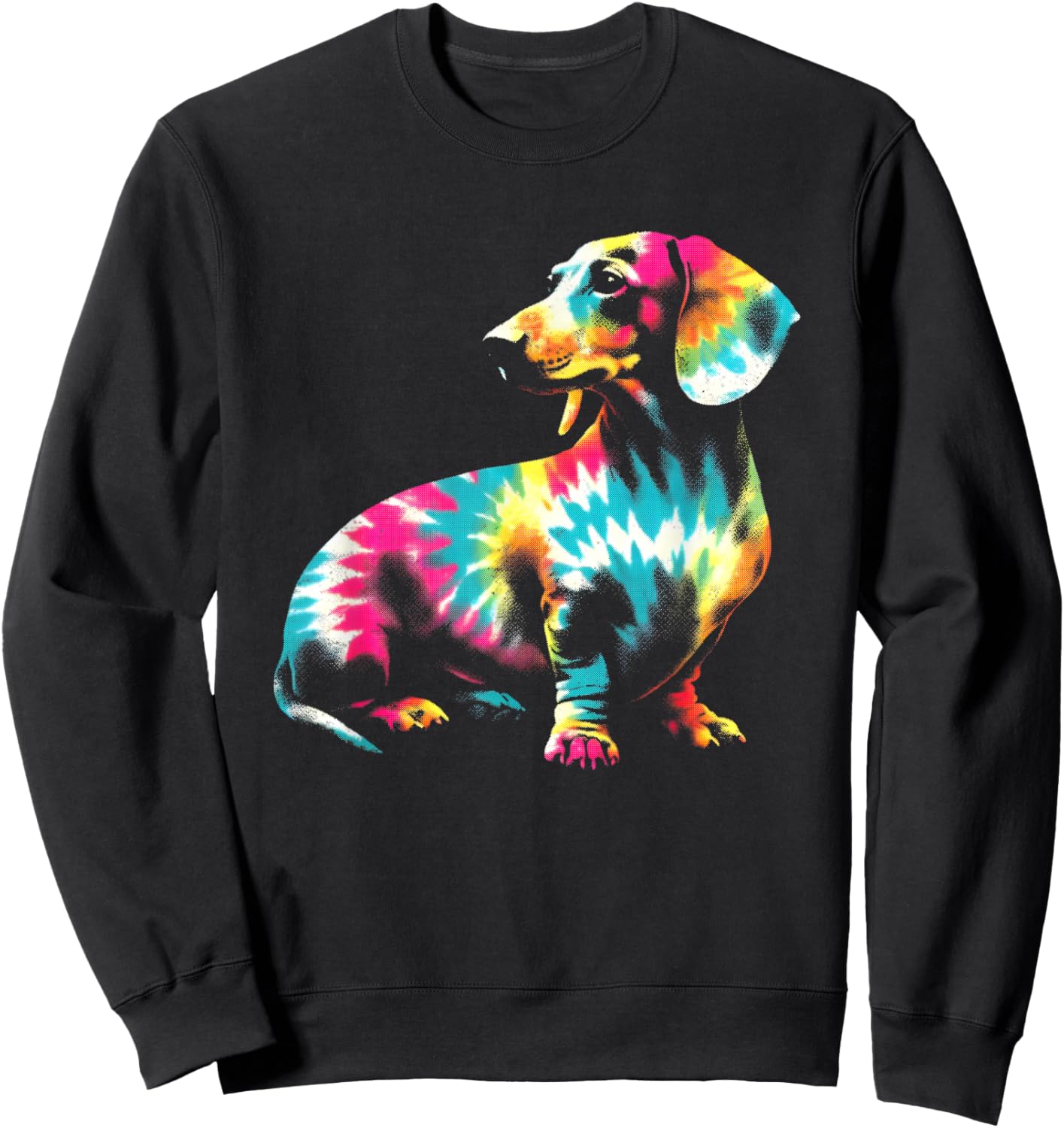 Dachshund Tie Dye - Vintage Dachshund Dog Breed Lover Sweatshirt - Sweatshirt | Black
