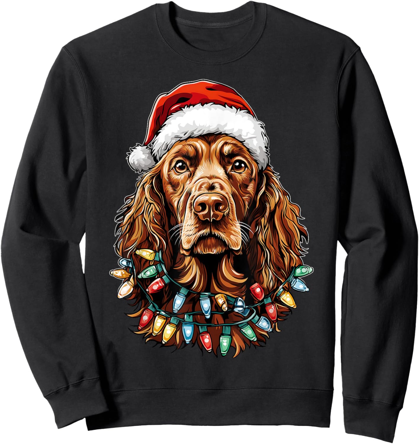 Irish Setter Dog Christmas Hat Xmas Sweatshirt - Sweatshirt | Black