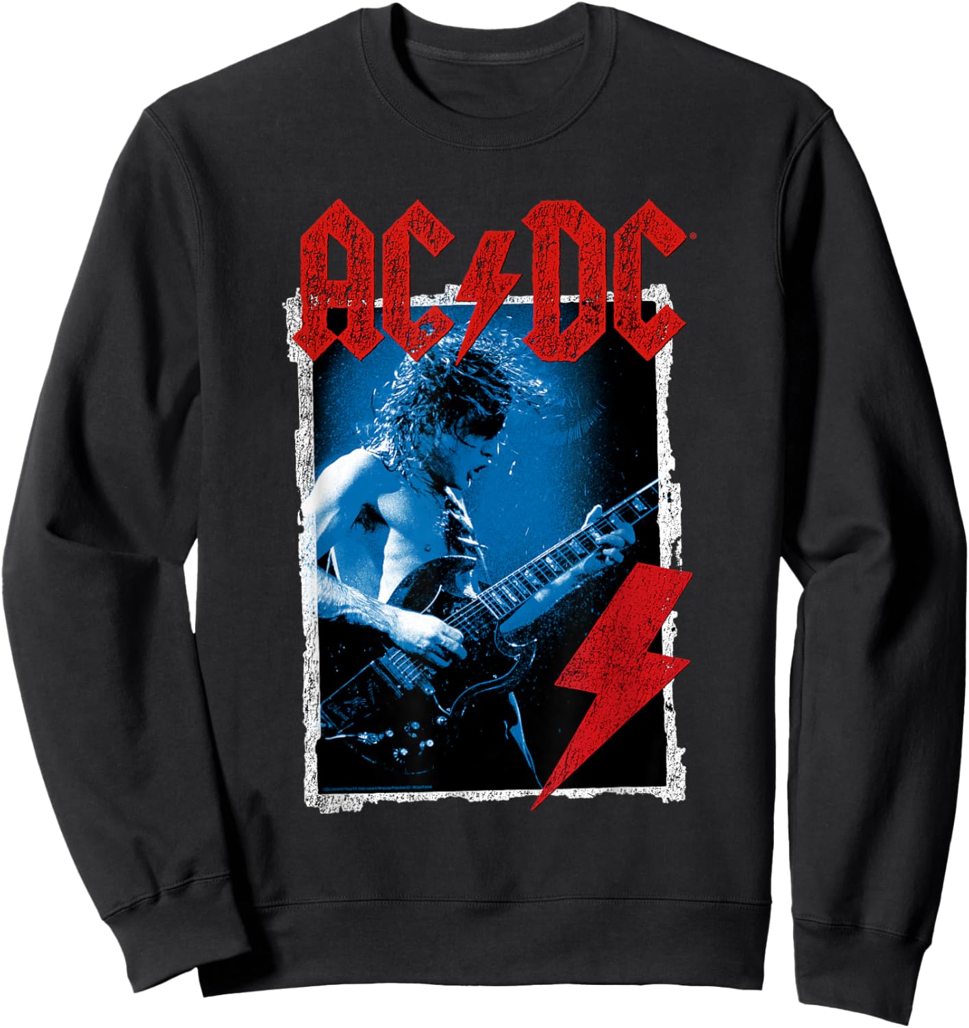 AC/DC Angus Young Blue Photo by Michael Putland Sweatshirt - Sweatshirt | Black