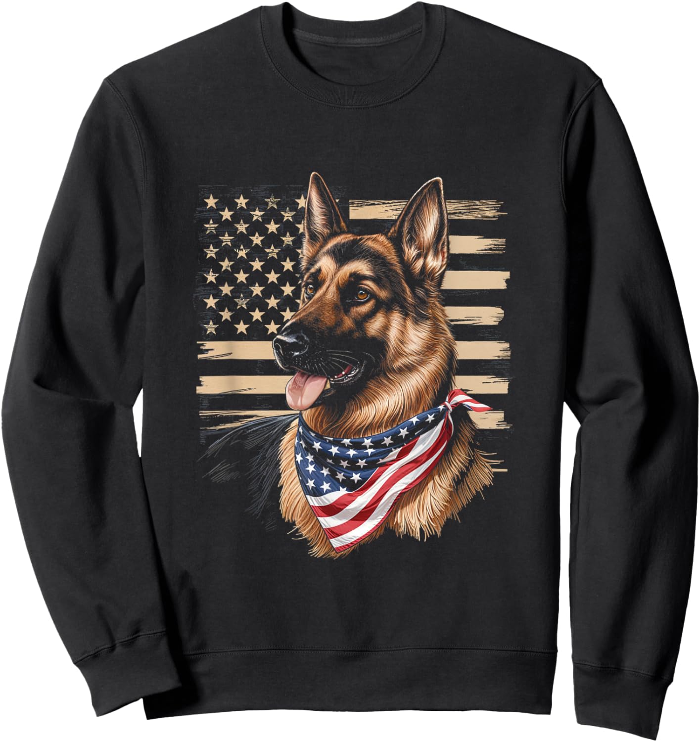 German Shepherd Dog American Flag Patriot Dog Lovers Sweatshirt - Sweatshirt | Black