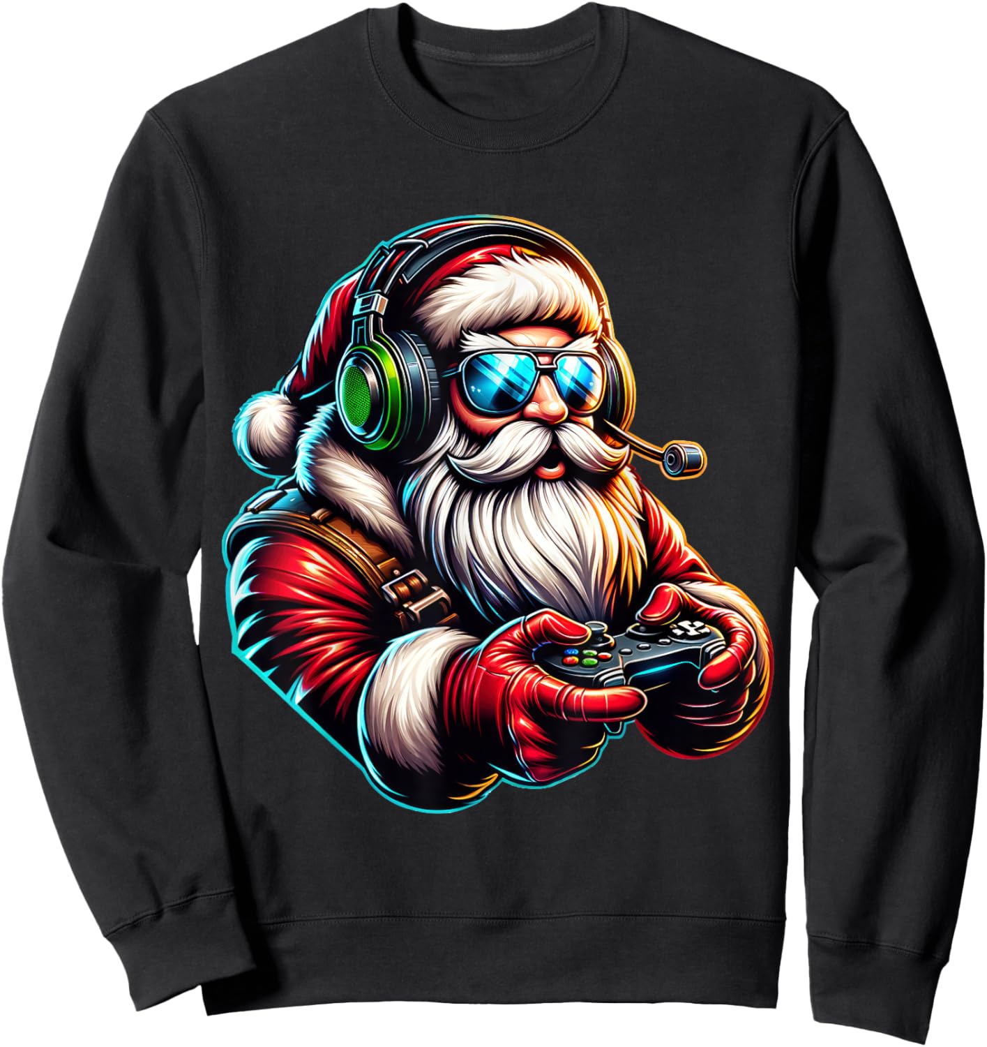 Christmas Gamer Boys Video Game Santa Xmas Sweatshirt - Sweatshirt | Black