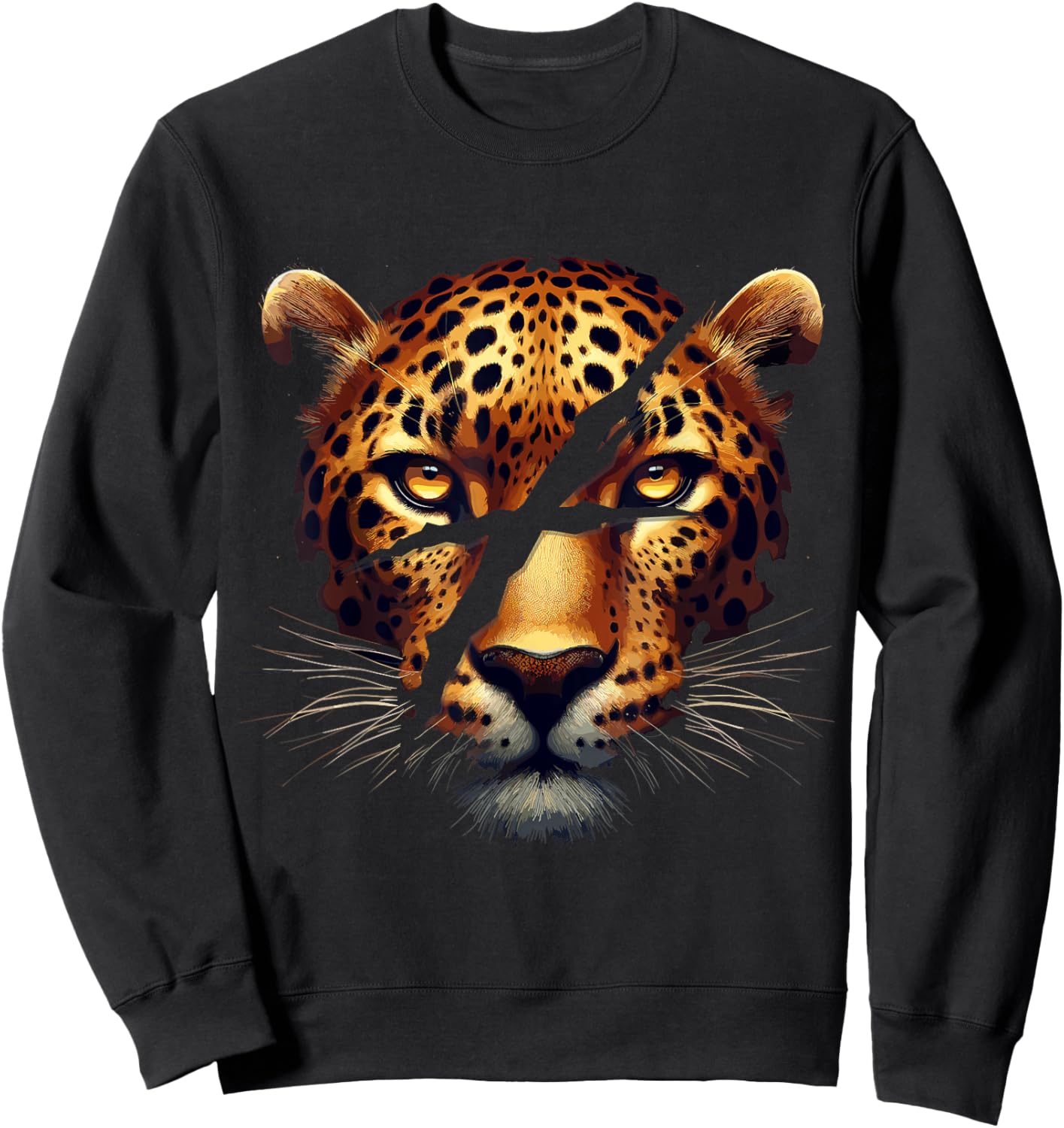 Leopard Cheetah Tiger Leopard Face Lion Cat Sweatshirt - Sweatshirt | Black
