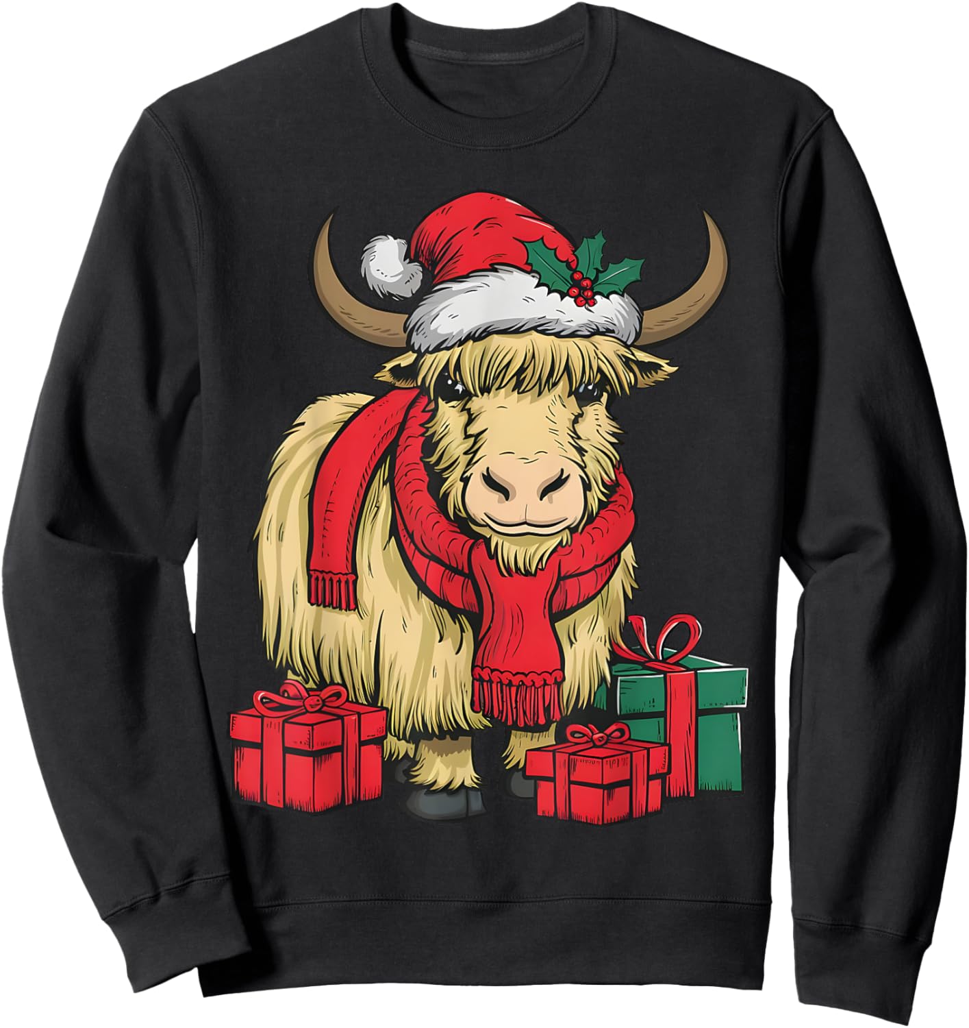 Funny Yak Lover Xmas Holiday Santa Yak Christmas Sweatshirt - Sweatshirt | Black