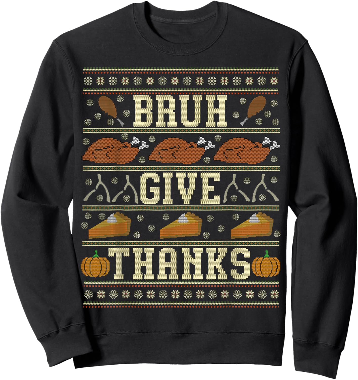 Bruh Meme Ugly Thanksgiving Sweater Turkey Teen Boys Kids Sweatshirt - Sweatshirt | Black