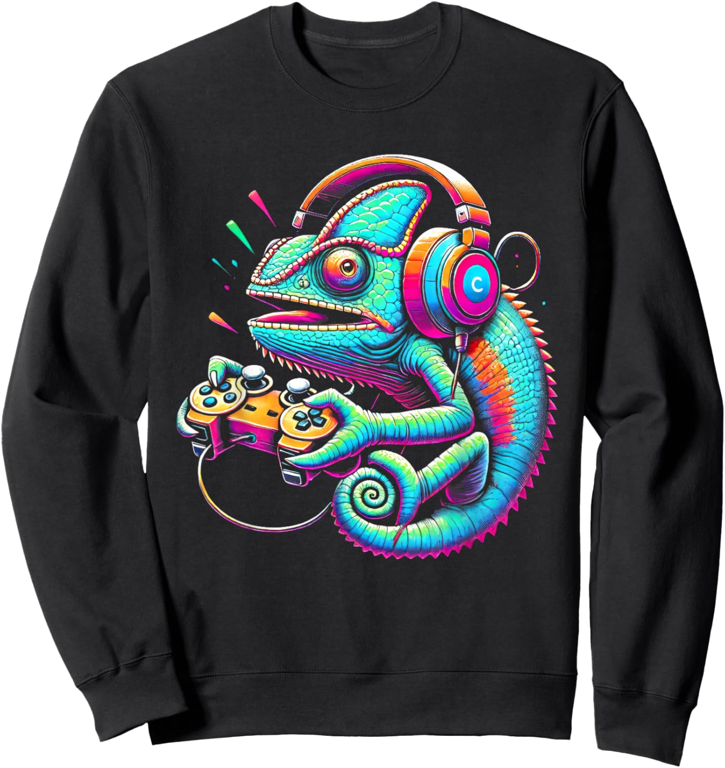 Chameleon Video Game Controller Funny Sweatshirt - Sweatshirt | Black