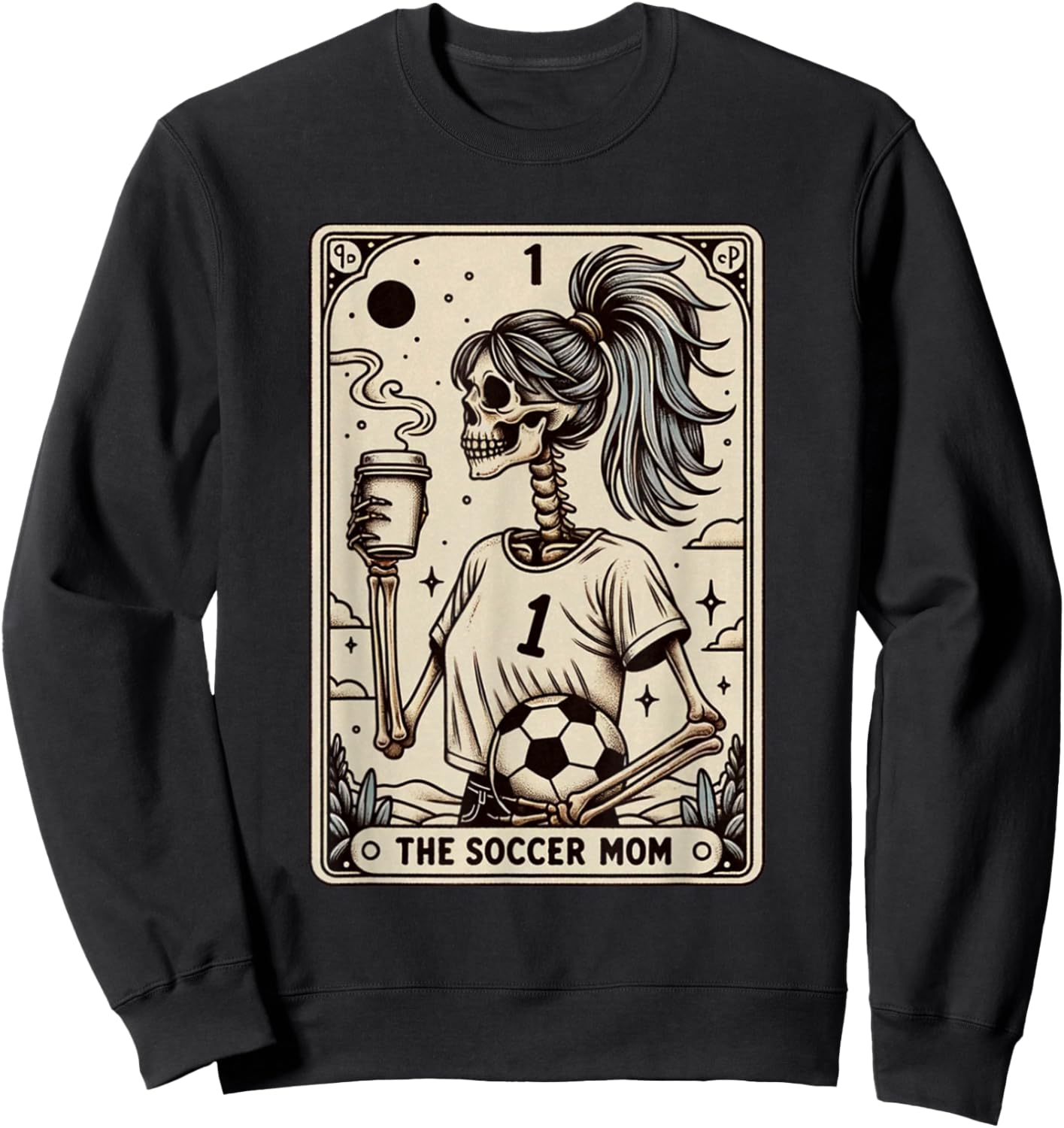 Soccer Mom Tarot Card, Vintage Halloween Soccer Mama Sweatshirt - Sweatshirt | Black