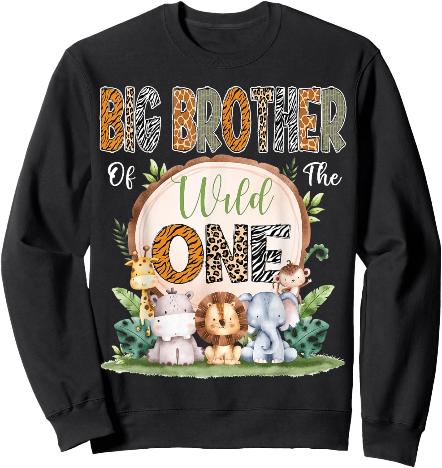 Big Brother Of The Wild One First Birthday Safari Woodland Sweatshirt - Sweatshirt | Black