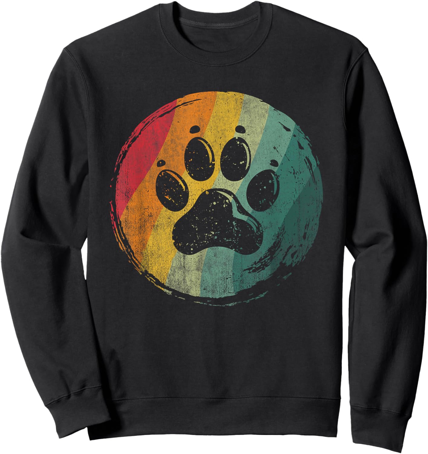 Retro Dog Paw Design Women Kids Sweatshirt - Sweatshirt | Black