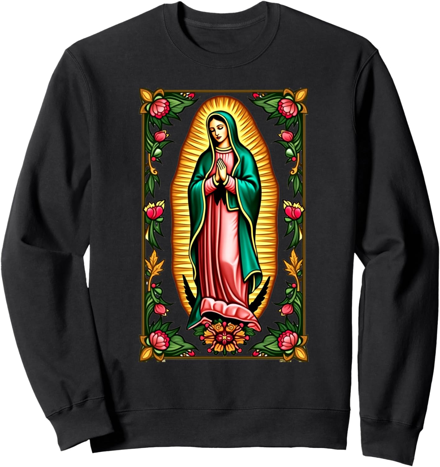 Our Lady Virgen De Guadalupe Virgin Mary Catholic Saint Art Sweatshirt - Sweatshirt | Black