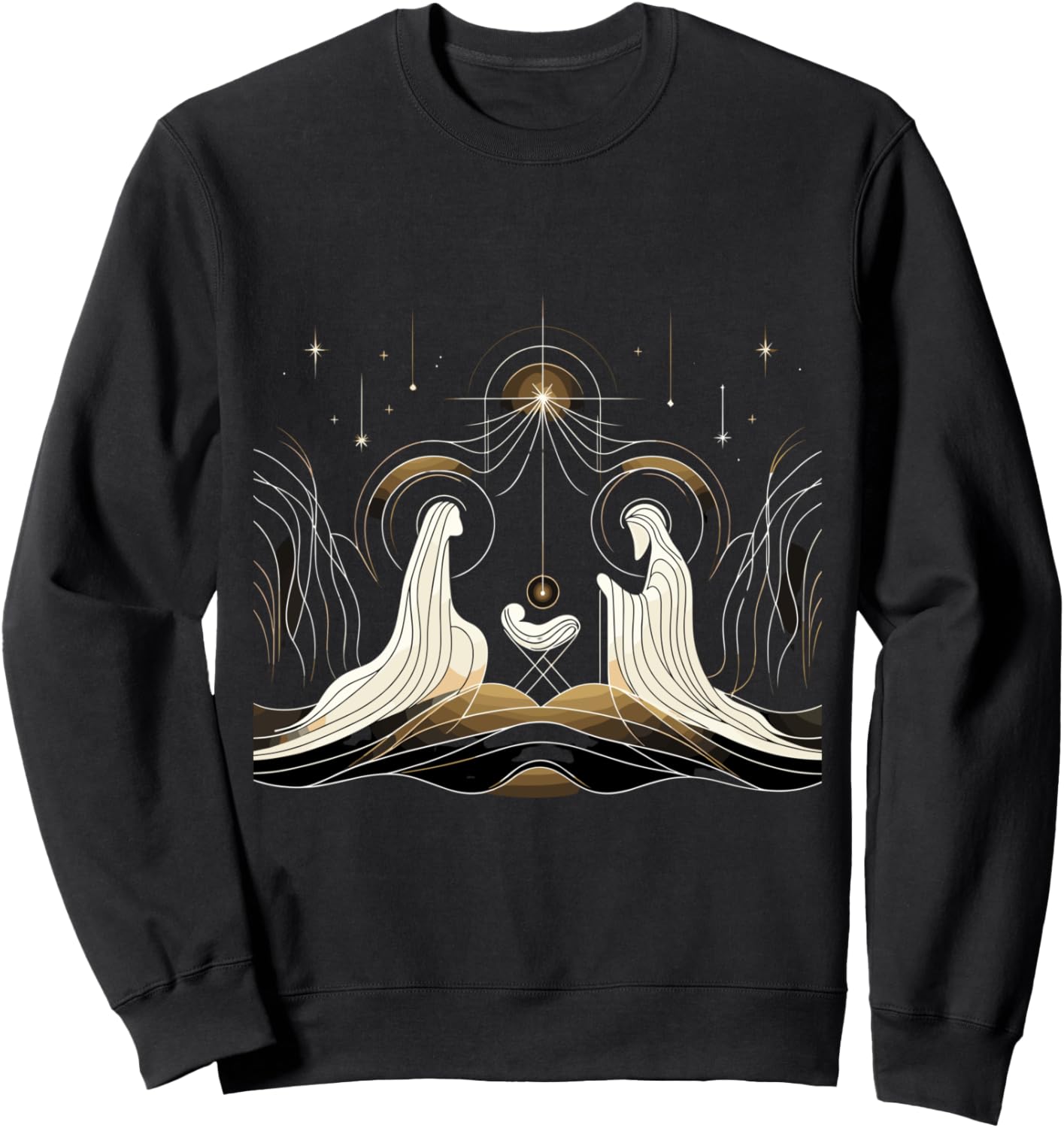 Minimalist Nativity Scene - Christmas Art Sweatshirt - Sweatshirt | Black