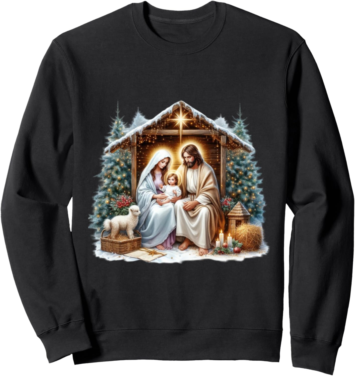 Merry Christmas Birth Of Jesus Sweatshirt - Sweatshirt | Black