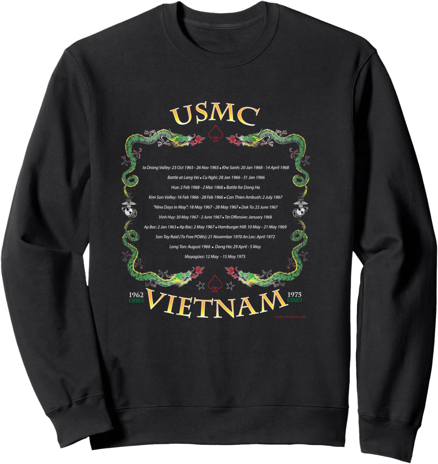 USMC Vietnam Battles Sweatshirt - Sweatshirt | Black