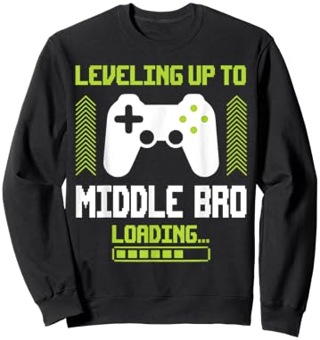 Leveled Up To Middle Brother Promoted To New Middle Brother Sweatshirt - Sweatshirt | Black