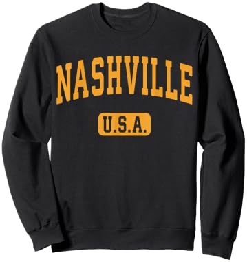 Nashville USA Classy Yellow Retro Text Sweatshirt - Sweatshirt | Black