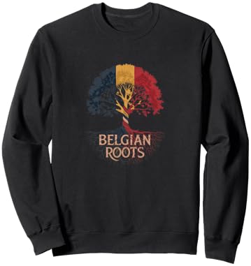 Belgian Roots - Belgium Flag Colors Family Tree Souvenir Sweatshirt - Sweatshirt | Black