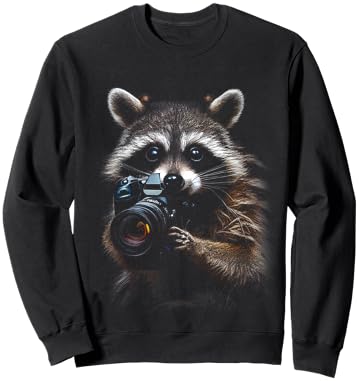 Camera Photographer Funny Animal Raccoon Photography Sweatshirt - Sweatshirt | Black