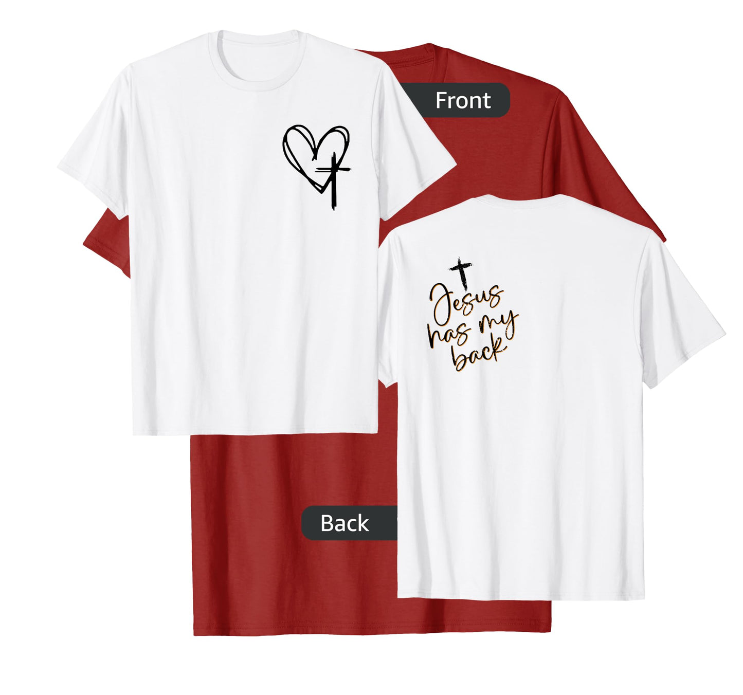 Vintage Christian Cross Heart - Jesus Has My Back T-Shirt