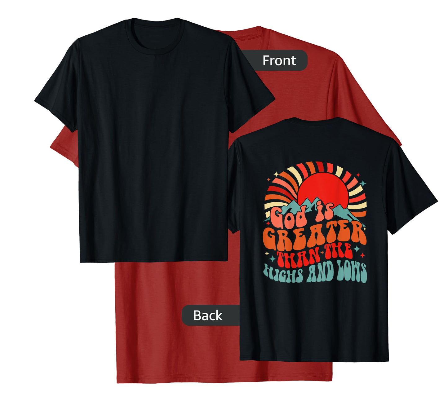 Vintage sunset mountain God is greater than the highs & low T-Shirt
