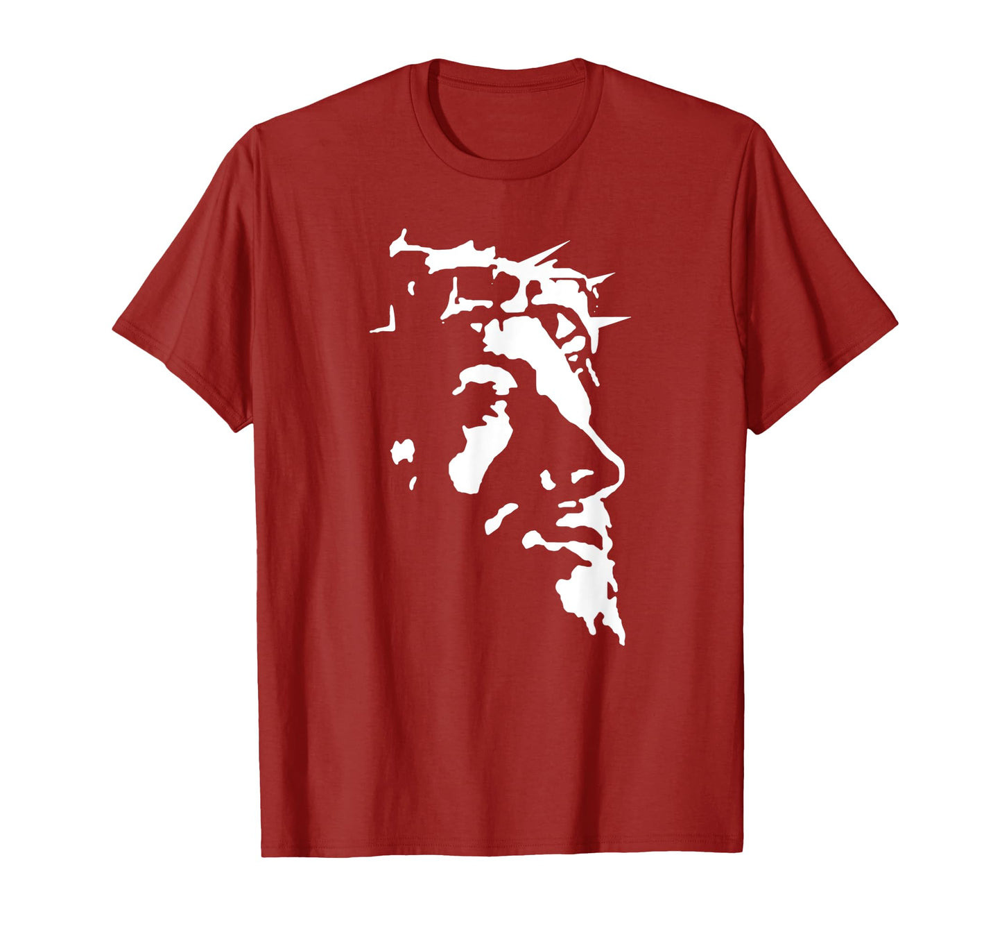 Funny Jesus Christ Face With Crown Of Thorns Passion Stencil T-Shirt