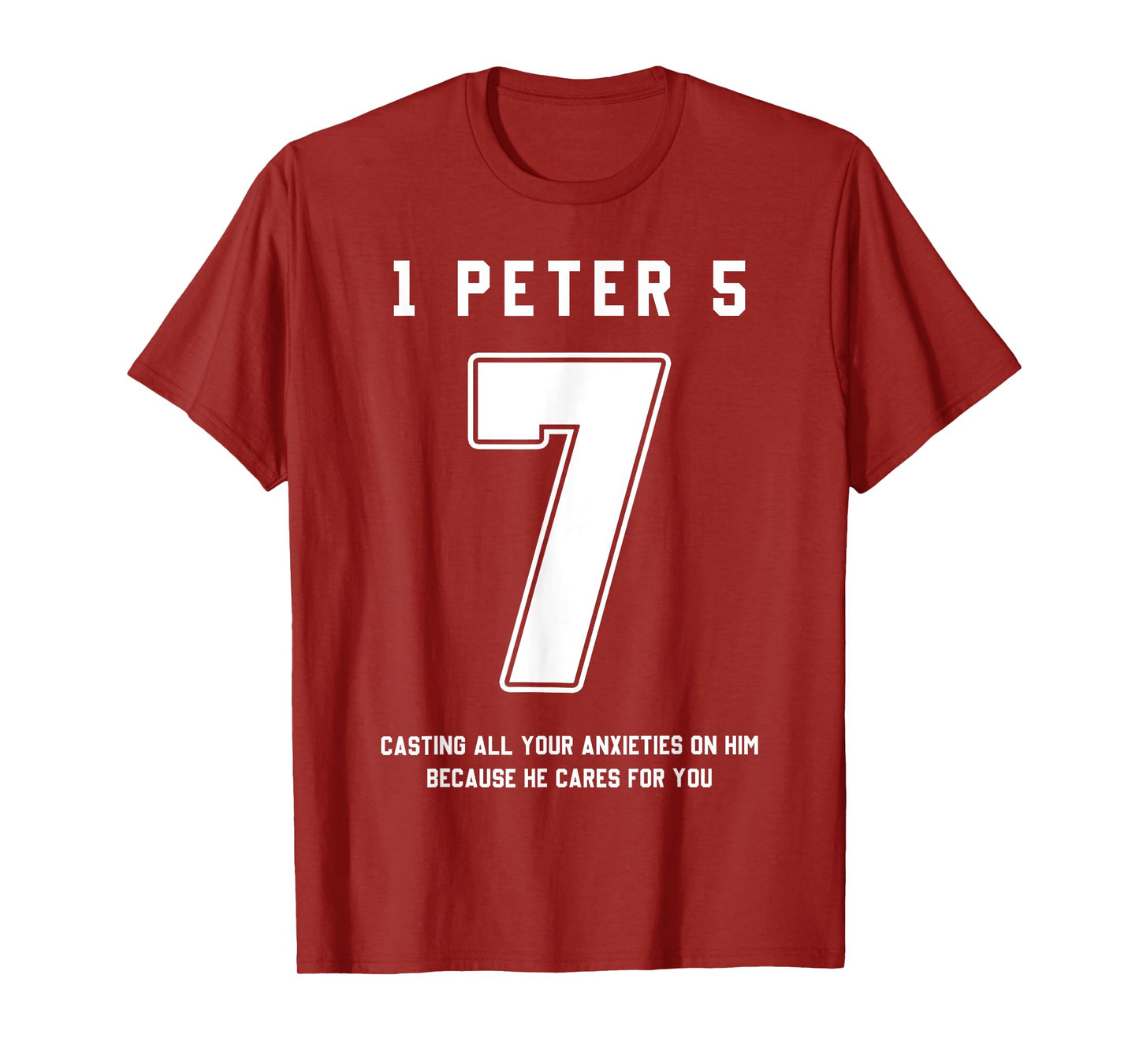 1 Peter 5:7 Bible Verse Team Sports Jersey Christian T-Shirt