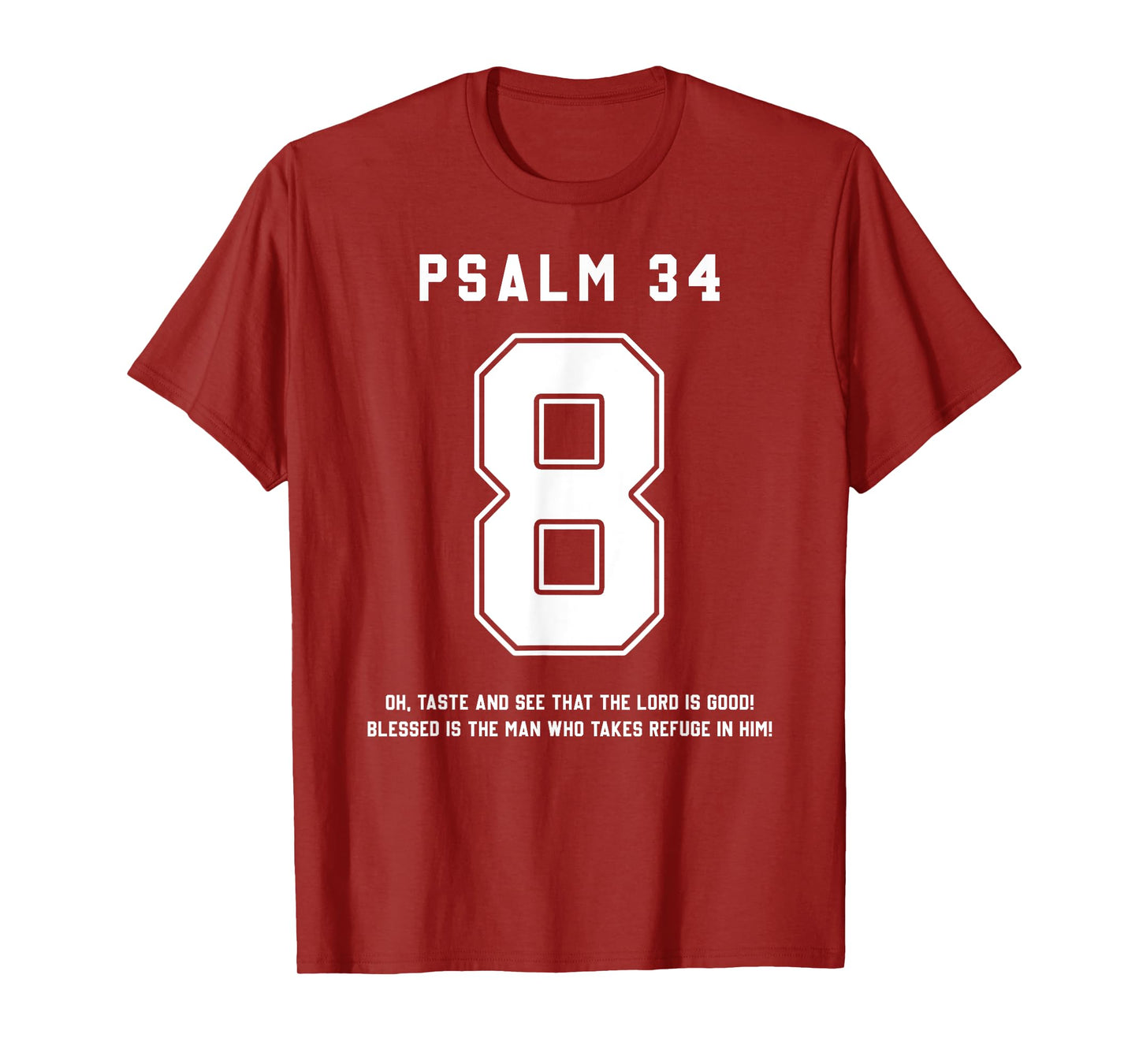 Psalm 34:8 Bible Verse Team Sports Jersey Christian T-Shirt