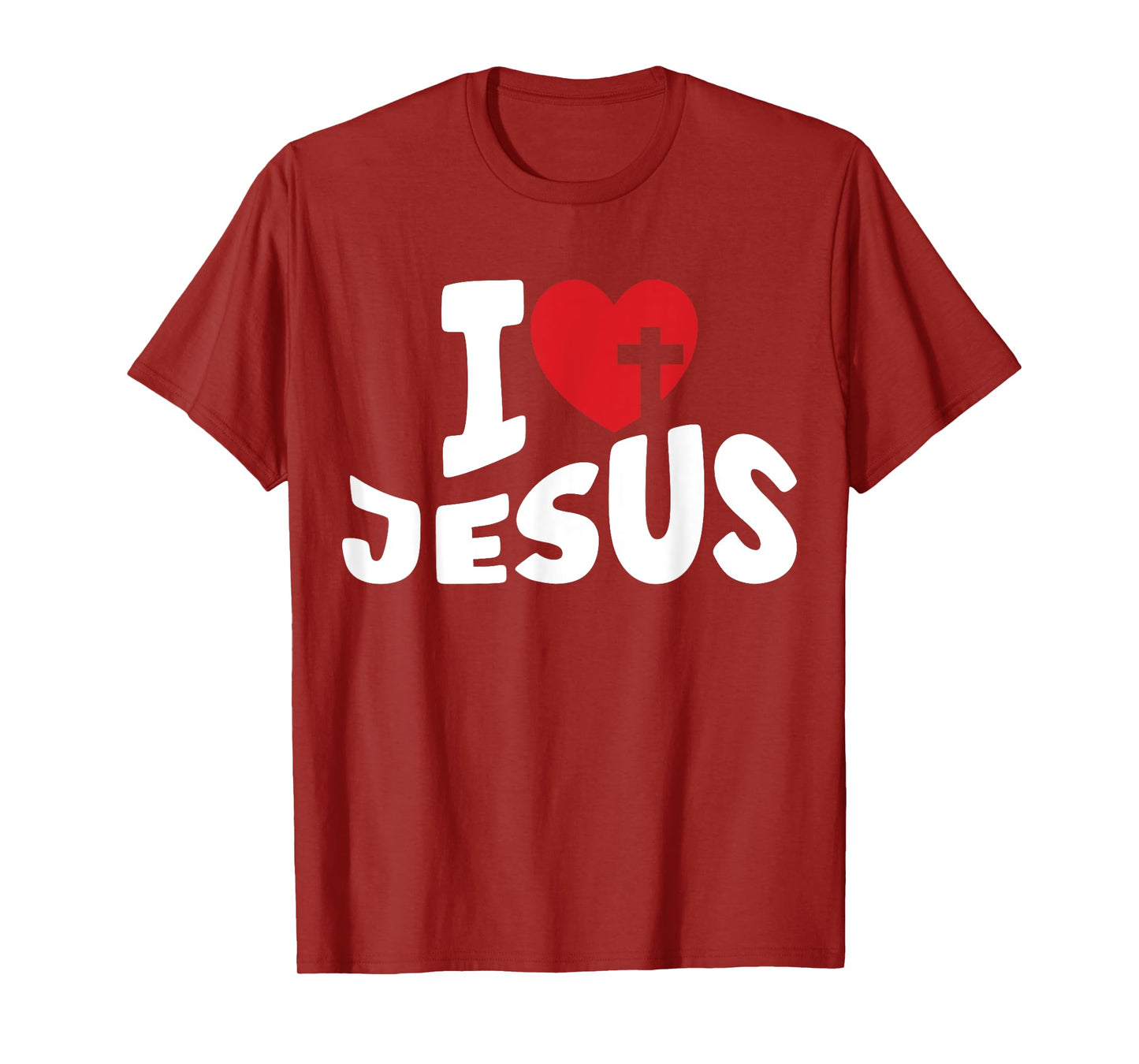 I Love Jesus Heart Cross Christian Kids Women Church God T-Shirt