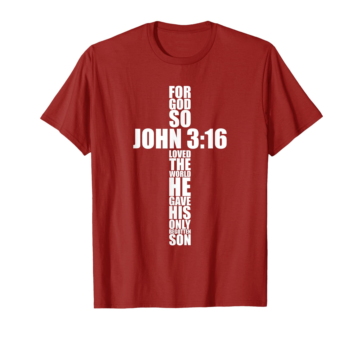 Christian Cross Gift Men Dad Husband Son Him John 3:16 Verse T-Shirt