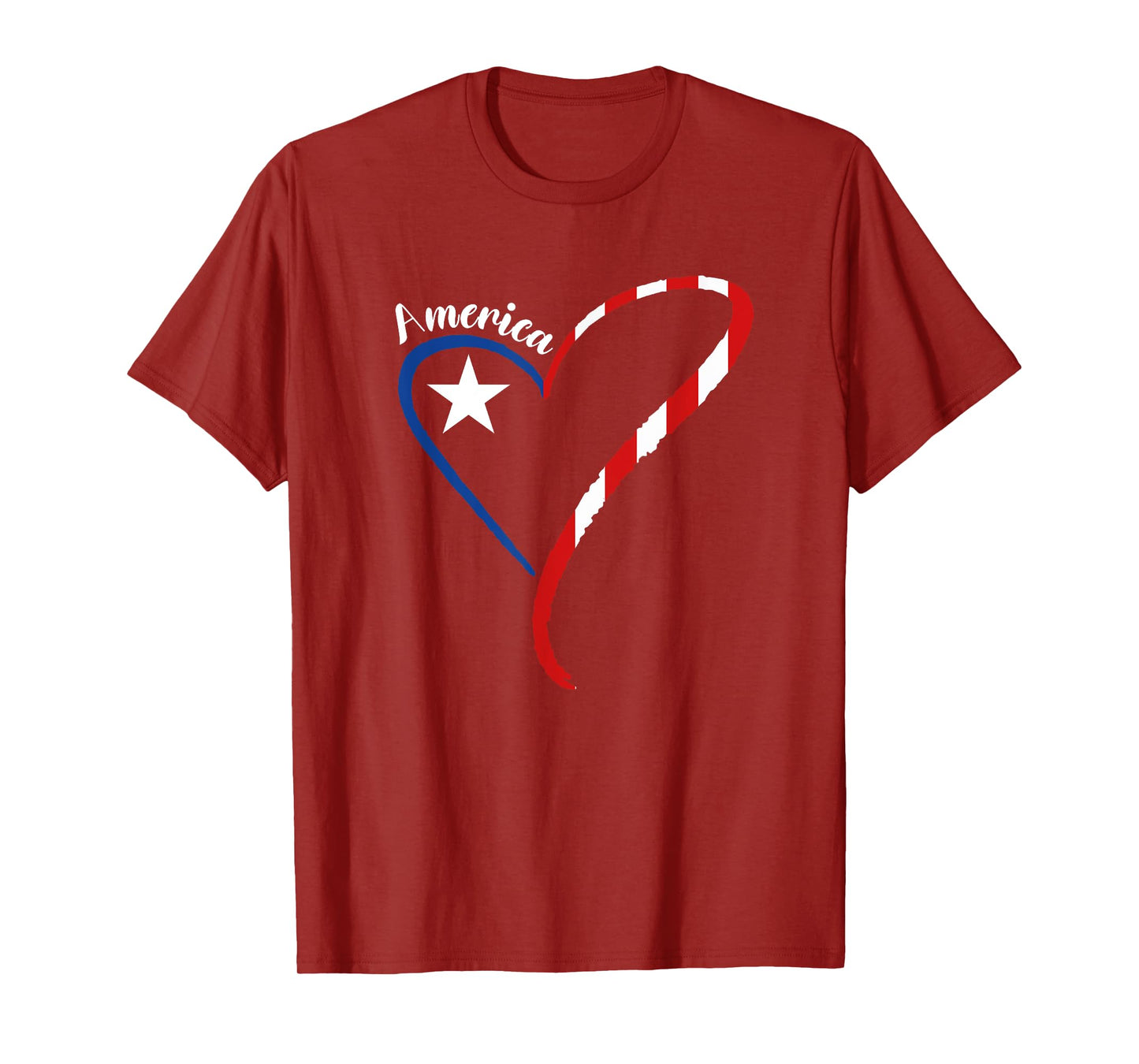 America Heart American Flag 4th of July USA Patriotic T-Shirt for Women Men