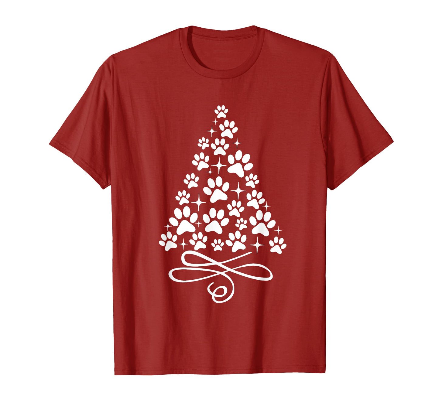 Dog Cat Paw Print on Christmas Tree T-Shirt for Men Women Kids
