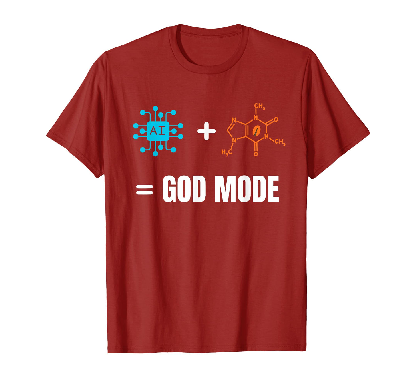 AI Plus Caffeine Equals God Mode Geek Funny AI Tech Humor T-Shirt