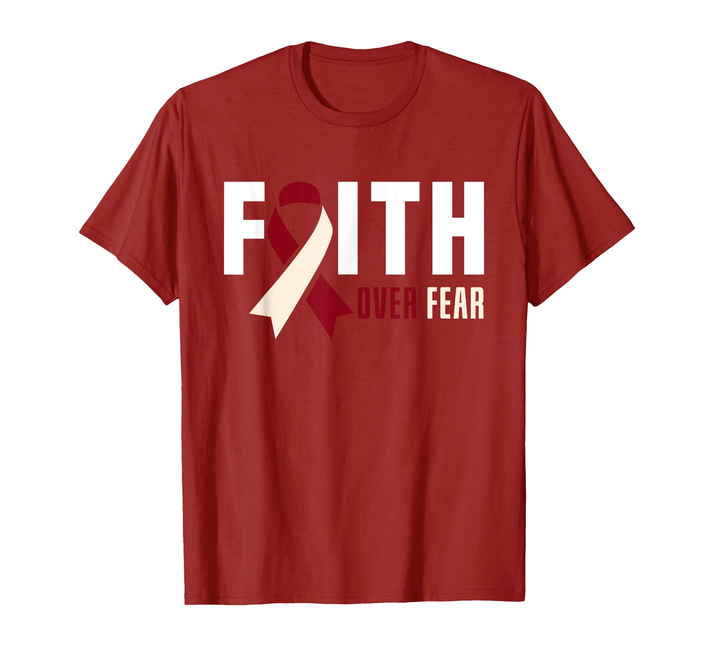 Faith Fear Jesus God Throat Oral Head Neck Cancer Awareness T-Shirt