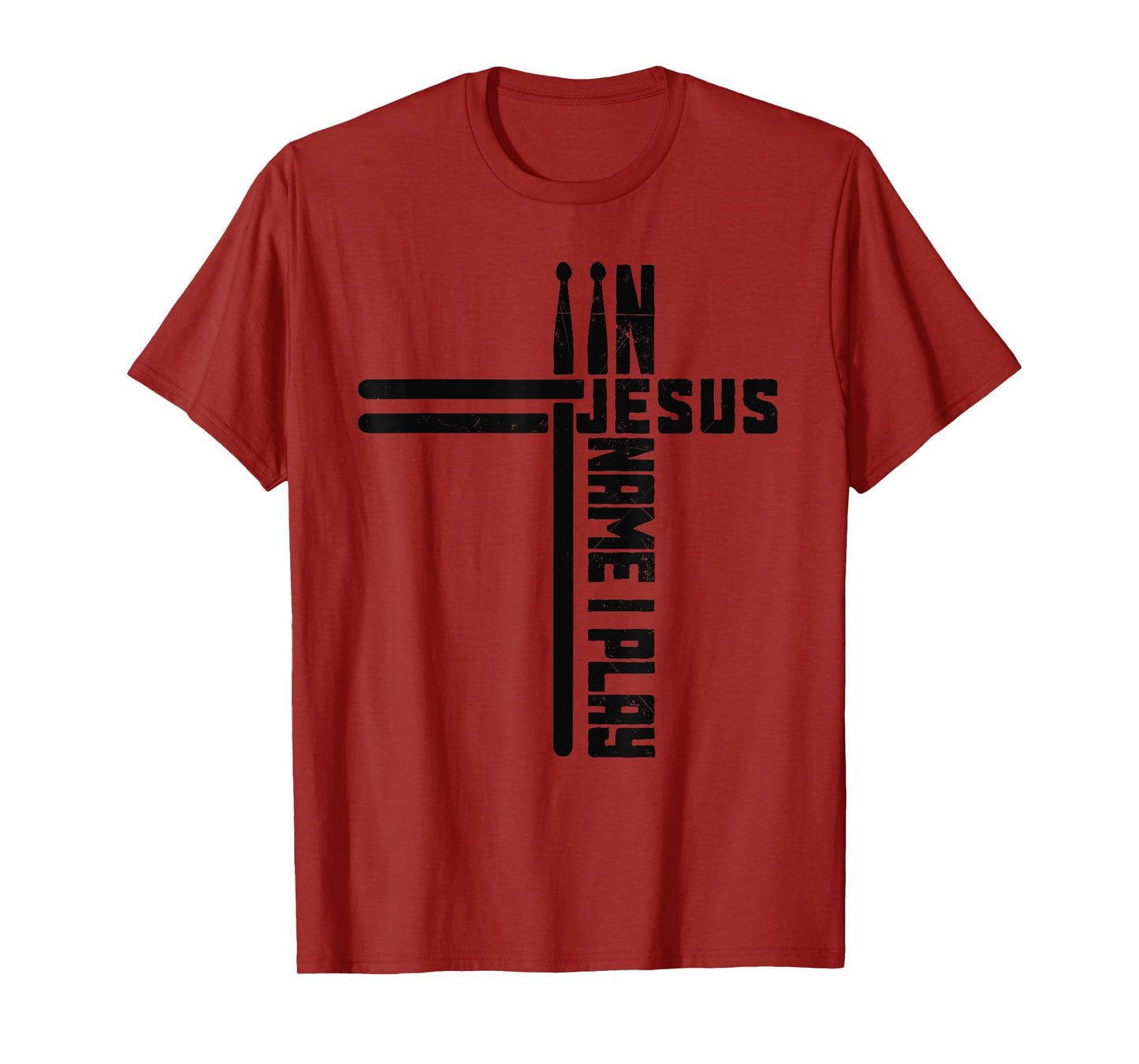 In Jesus Name I Play Drum Drummer Vintage Cross Drumsticks T-Shirt