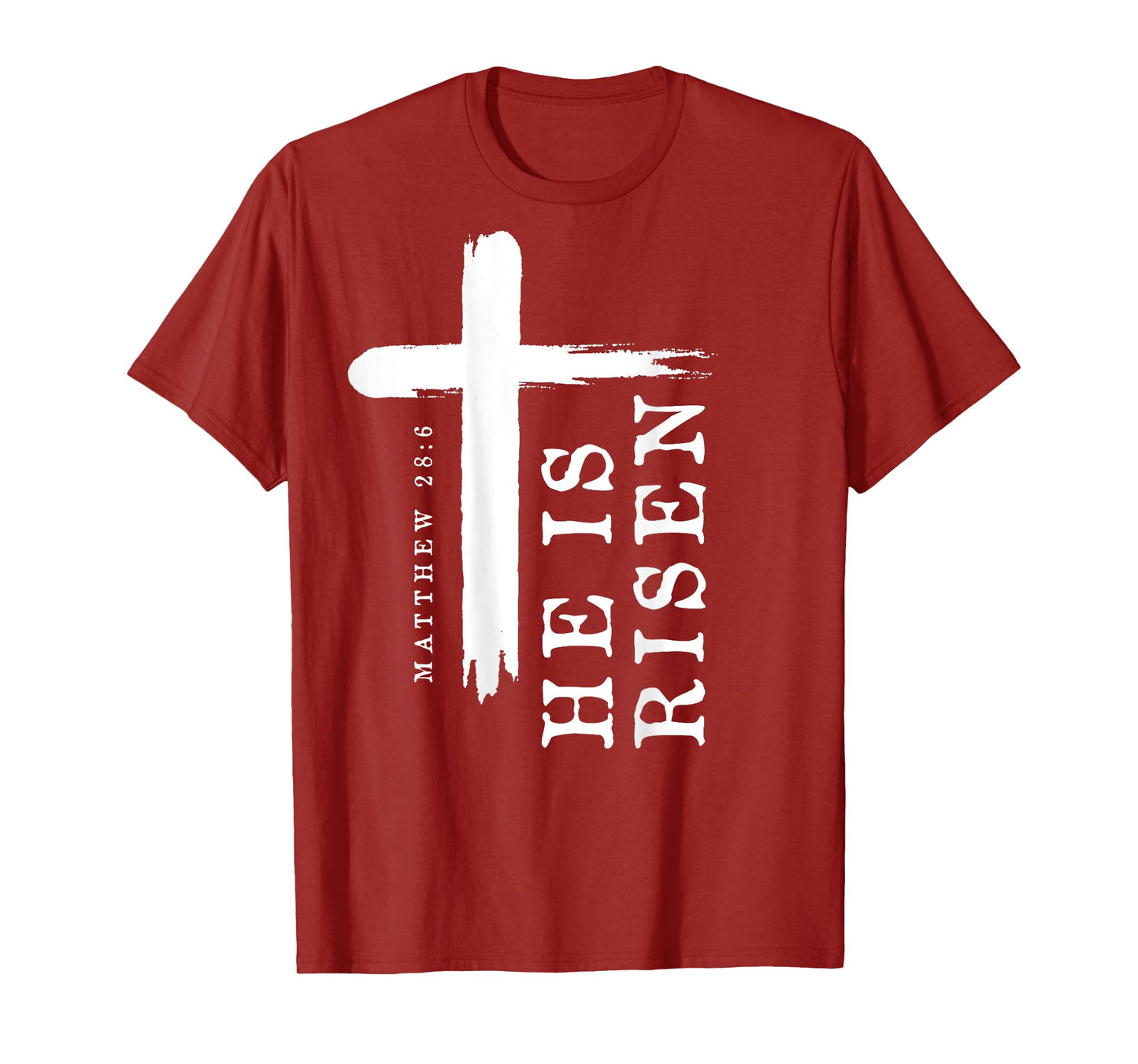 Christian Gospel Cross Design He Is Risen Back Print T-Shirt