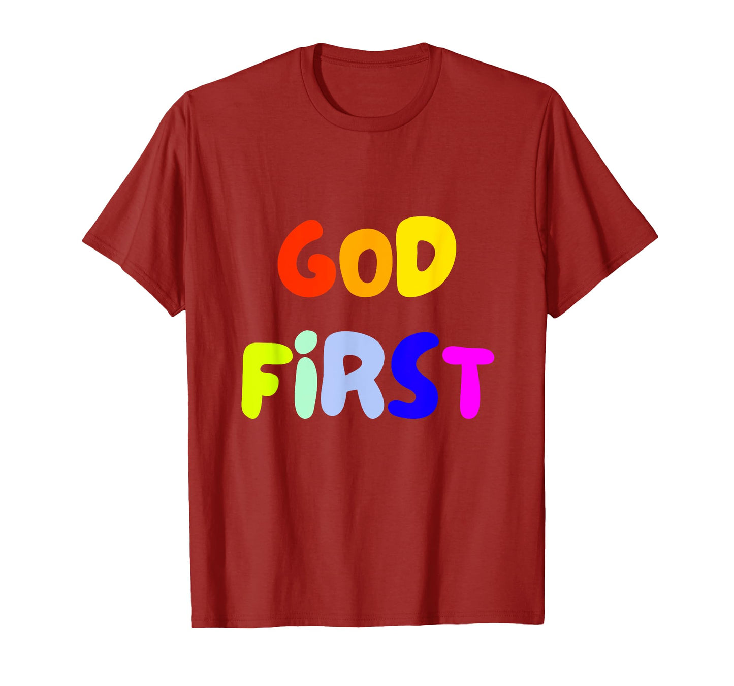 God First Youth Fun Colorful Rainbow Christian Religious T-Shirt
