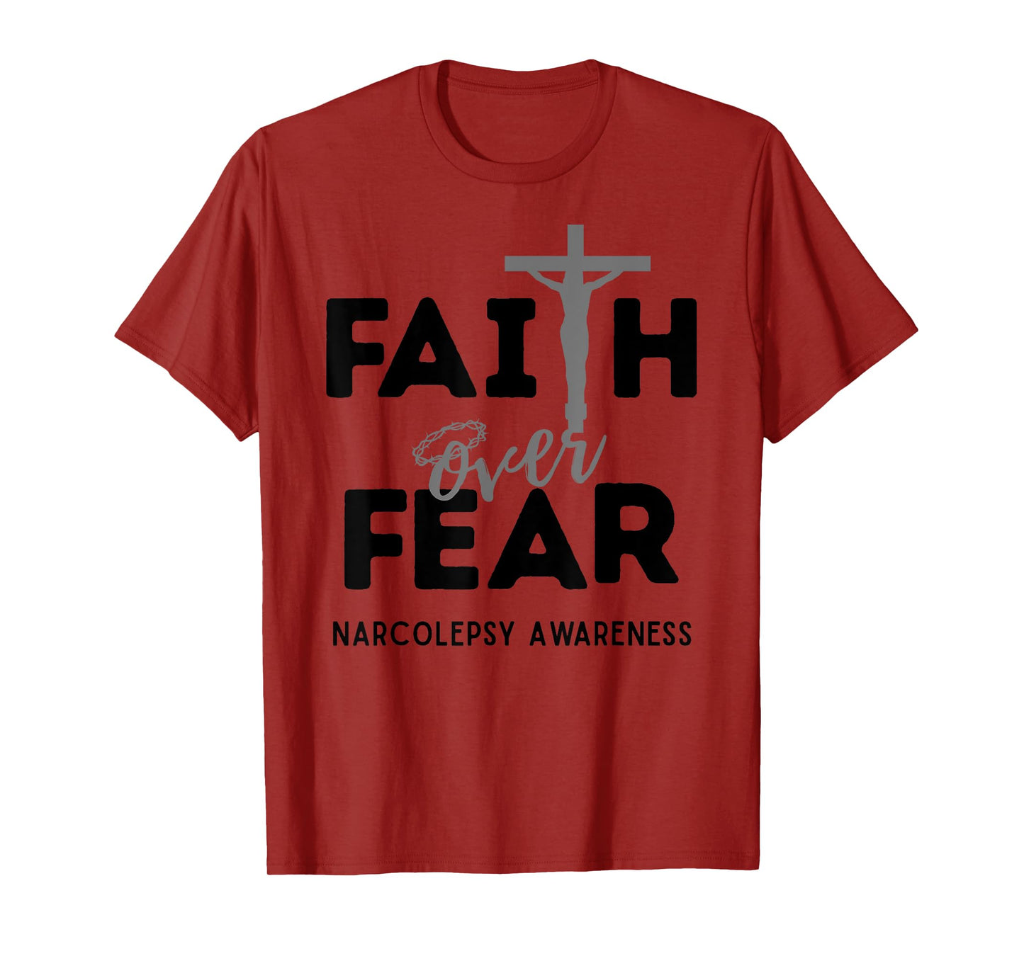 Faith Over Fear Christian Cross Narcolepsy Awareness T-Shirt