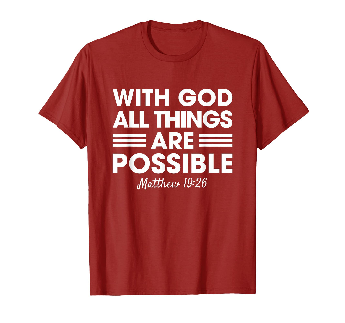 Vintage Retro by 4Do Limited Unisex Christian T-Shirt With God All Things Are Possible Matthew 19:26 Black Short Sleeve Crew Neck Modern T-Shirt Small