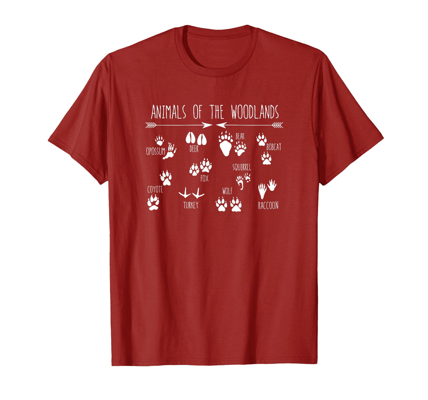 Animals Of The Woodlands Footprint Guide Fun Cute Graphic T-Shirt