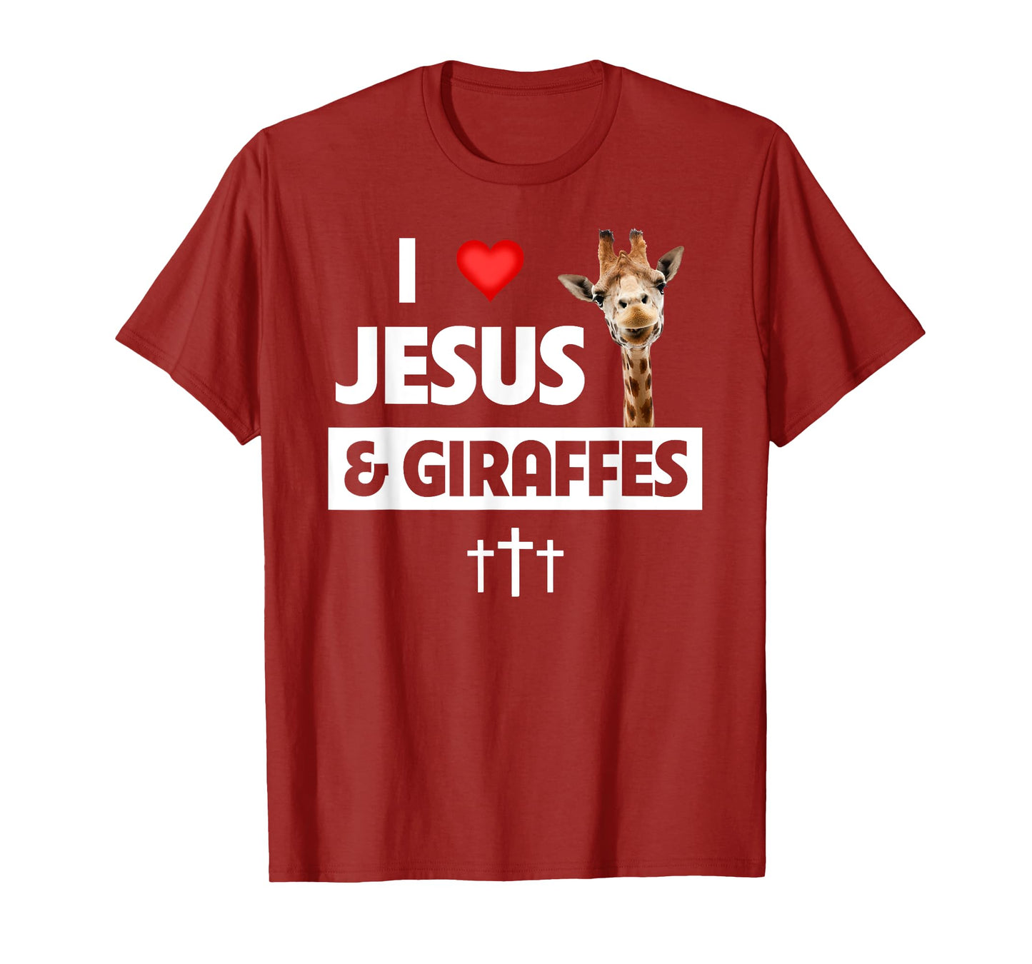 I Love Jesus and Giraffes Christian Cross Safari Animals Zoo T-Shirt