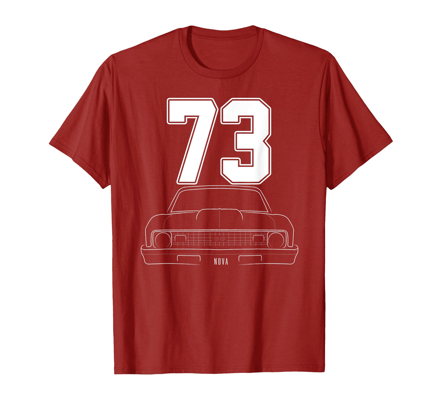 1973 73 Chevys Nova 2 Classic Car Old School Muscle Car T-Shirt