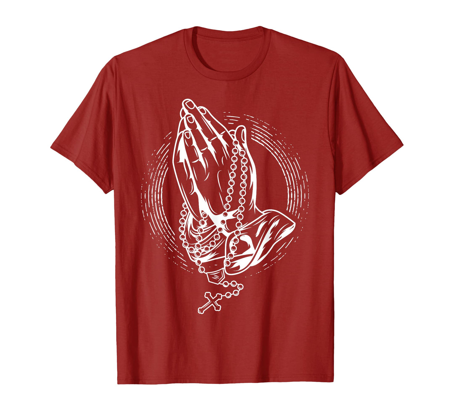 Praying hands with rose and rosary T-Shirt