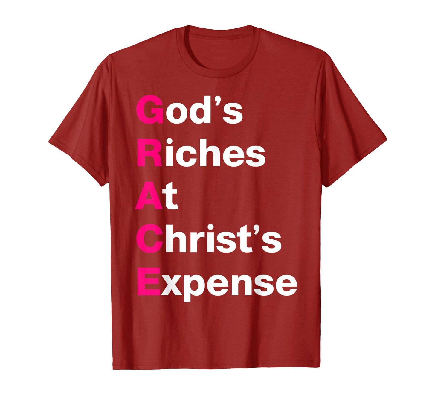 GRACE God’s Riches At Christ’s Expense Pink & White T-Shirt